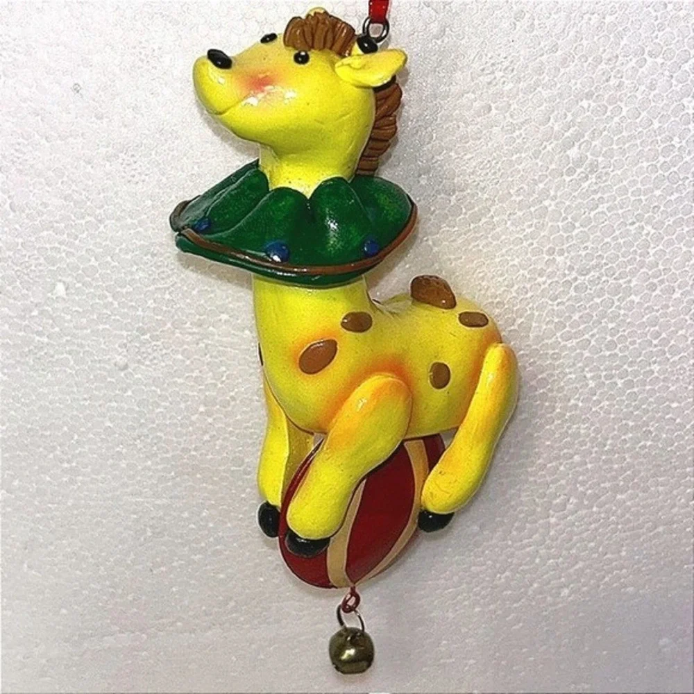 Vintage Circus Giraffe‎ Christmas Tree Ornament Hand Painted Resin 5